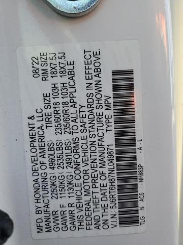 2022 HONDA CR-V EXL - 5J6RT6H87NL049871