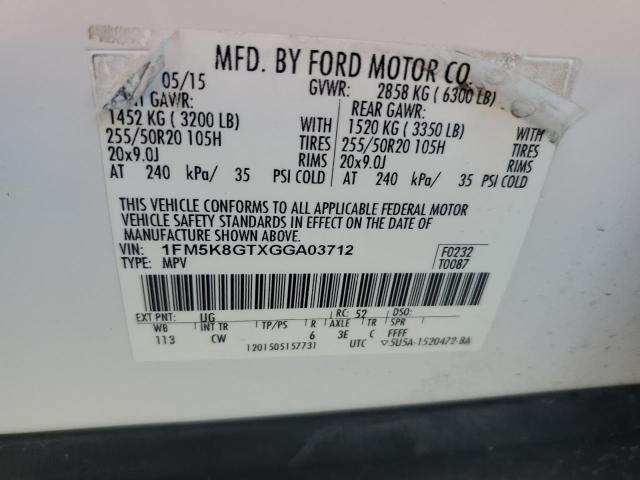 2016 FORD EXPLORER S - 1FM5K8GTXGGA03712
