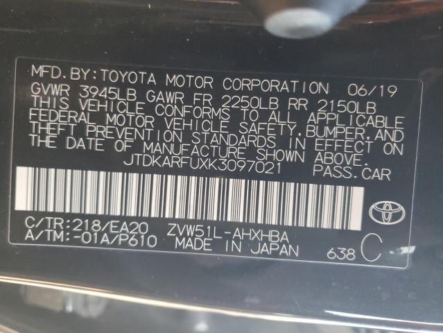 2019 TOYOTA PRIUS - JTDKARFUXK3097021