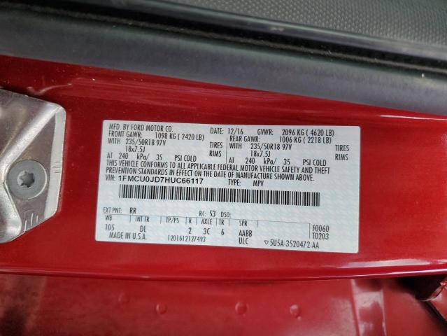 VIN 1FMCU0JD7HUC66117 2017 Ford Escape, Titanium no.13