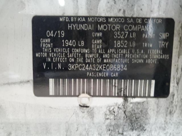 VIN 3KPC24A32KE086834 2019 Hyundai Accent, SE no.13