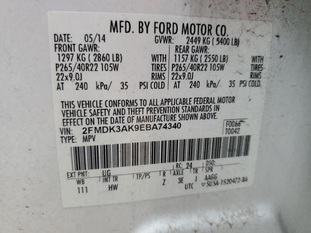 VIN 2FMDK3AK9EBA74340 2014 Ford Edge, Sport no.13