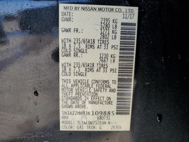 2018 NISSAN MURANO S - 5N1AZ2MH9JN109885