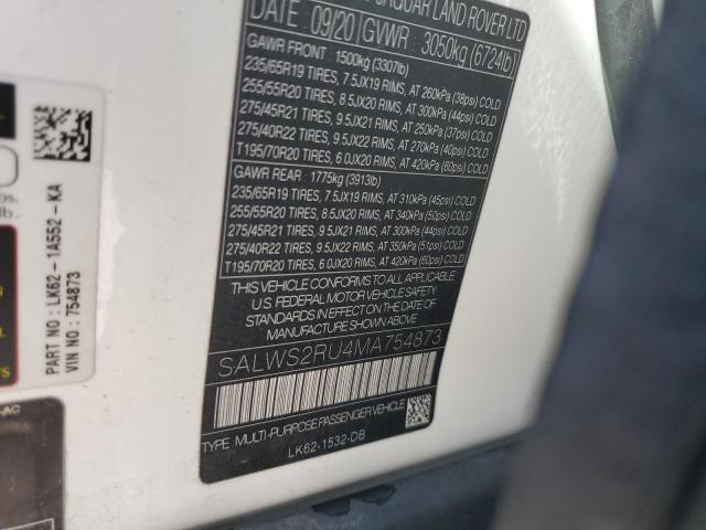 2021 LAND ROVER RANGE ROVE - SALWS2RU4MA754873