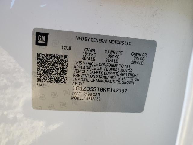 2019 CHEVROLET MALIBU LT - 1G1ZD5ST6KF142037