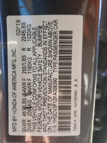 2019 HONDA ACCORD HYB - 1HGCV3F12KA008390