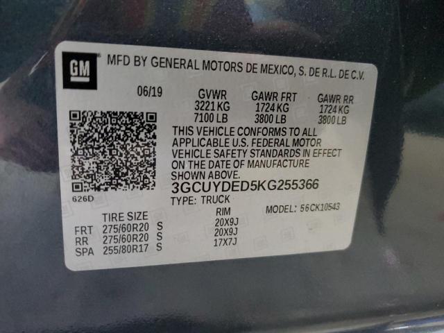 2019 CHEVROLET SILVERADO - 3GCUYDED5KG255366