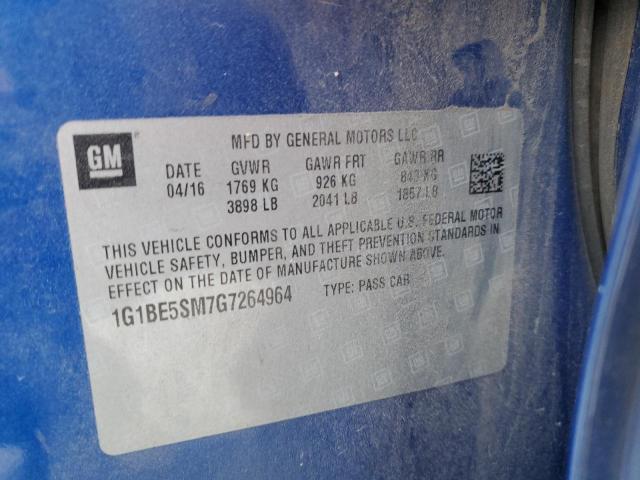 2016 CHEVROLET CRUZE LT - 1G1BE5SM7G7264964