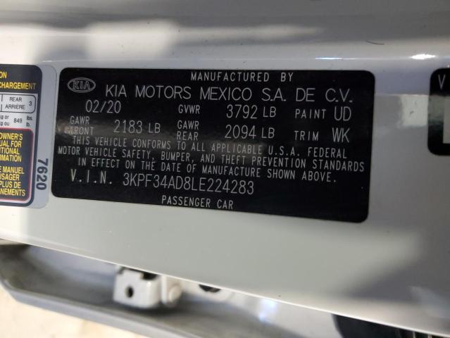 VIN 3KPF34AD8LE224283 2020 KIA Forte, Gt Line no.12