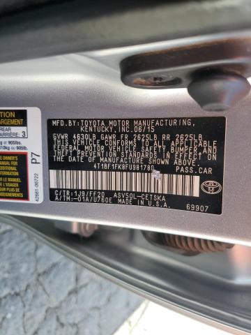 VIN 4T1BF1FK8FU981780 2015 Toyota Camry, LE no.12