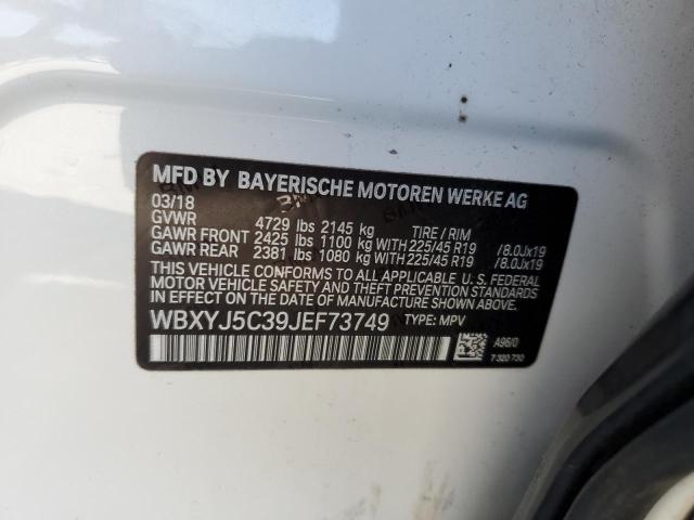 VIN WBXYJ5C39JEF73749 2018 BMW X2 no.12