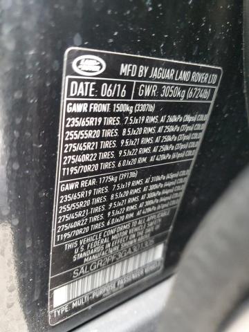 2016 LAND ROVER RANGE ROVE - SALGR2PF3GA301305