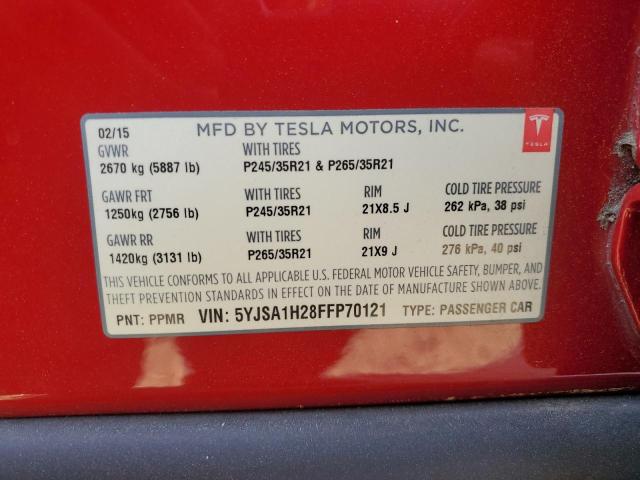 2015 TESLA MODEL S 85 5YJSA1H28FFP70121