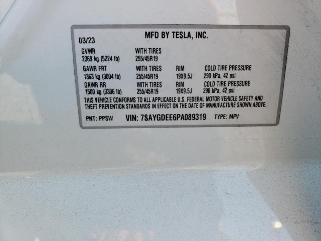 VIN 7SAYGDEE6PA089319 2023 Tesla MODEL Y no.12