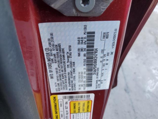 VIN 3FA6P0HD8KR247904 2019 FORD FUSION no.12