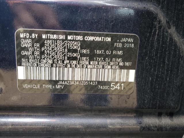 2018 MITSUBISHI OUTLANDER - JA4AZ3A34JZ051433