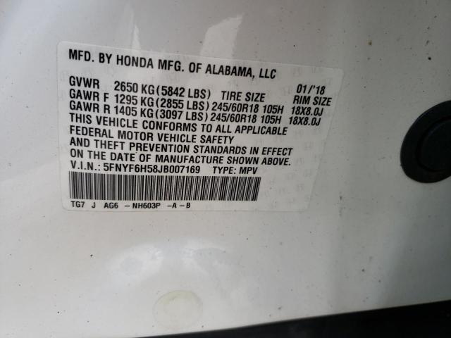 2018 HONDA PILOT EXL - 5FNYF6H58JB007169