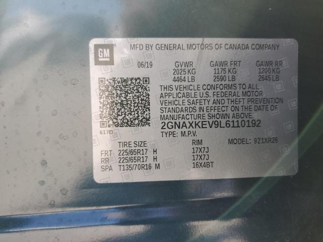 2020 CHEVROLET EQUINOX LT - 2GNAXKEV9L6110192