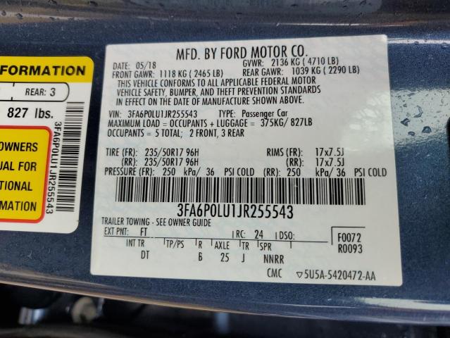 VIN 3FA6P0LU1JR255543 2018 Ford Fusion, Se Hybrid no.13