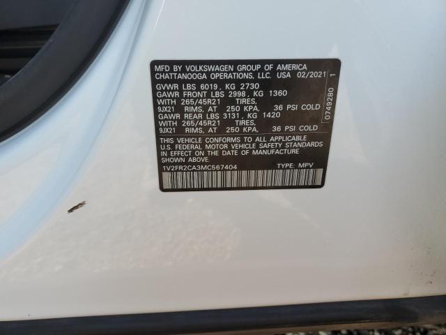 2021 VOLKSWAGEN ATLAS SEL - 1V2FR2CA3MC567404