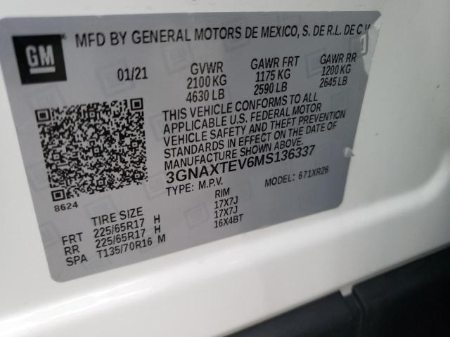 2021 CHEVROLET EQUINOX LT - 3GNAXTEV6MS136337