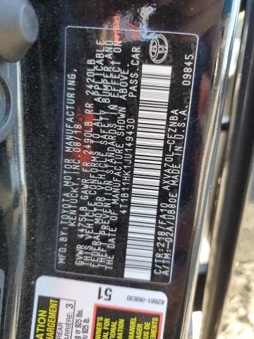 2018 TOYOTA CAMRY L - 4T1B11HK1JU149430