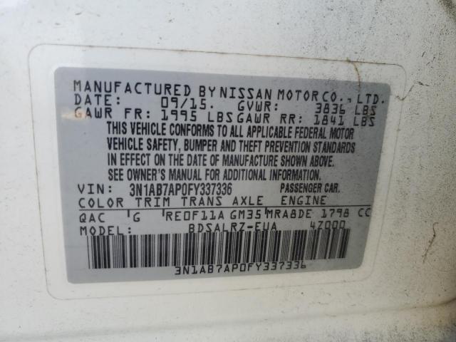 VIN 3N1AB7AP0FY337336 2015 Nissan Sentra, S no.12