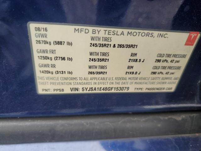 2016 TESLA MODEL S - 5YJSA1E48GF153079