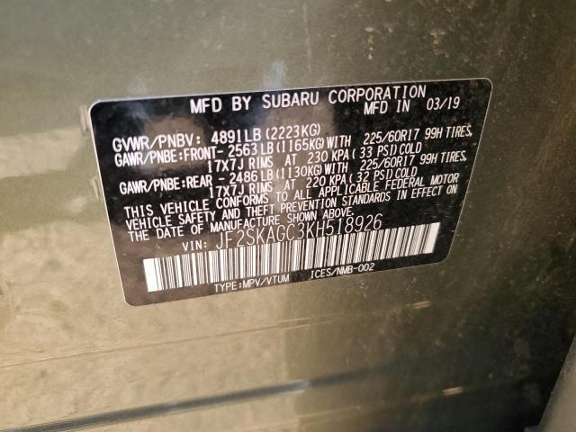 2019 SUBARU FORESTER P - JF2SKAGC3KH518926