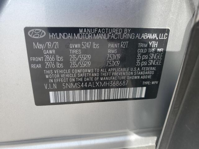 VIN 5NMS44ALXMH368687 2021 Hyundai Santa Fe, Limited no.12