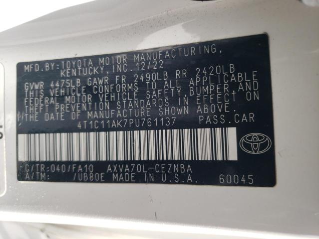 VIN 4T1C11AK7PU761137 2023 Toyota Camry, LE no.12