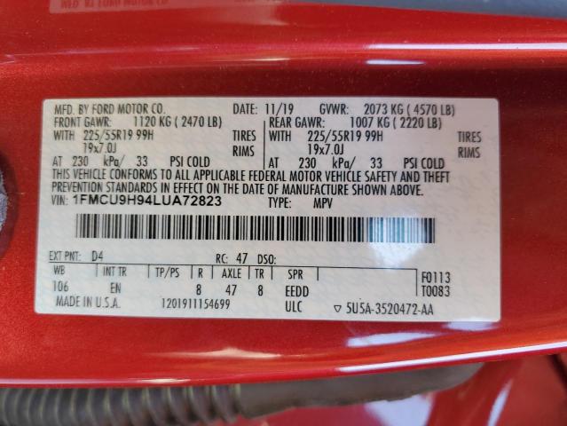 2020 FORD ESCAPE SEL - 1FMCU9H94LUA72823