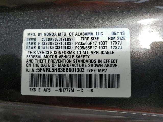 VIN 5FNRL5H63EB001303 2014 Honda Odyssey, Exl no.14