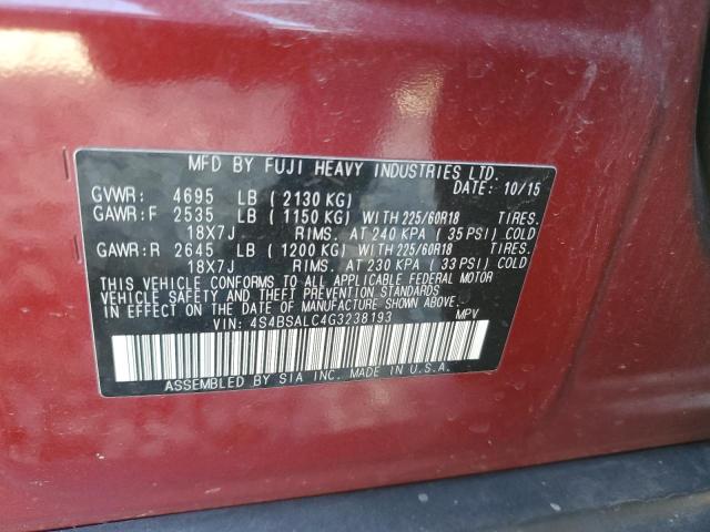 VIN 4S4BSALC4G3238193 2016 Subaru Outback, 2.5I Lim... no.13