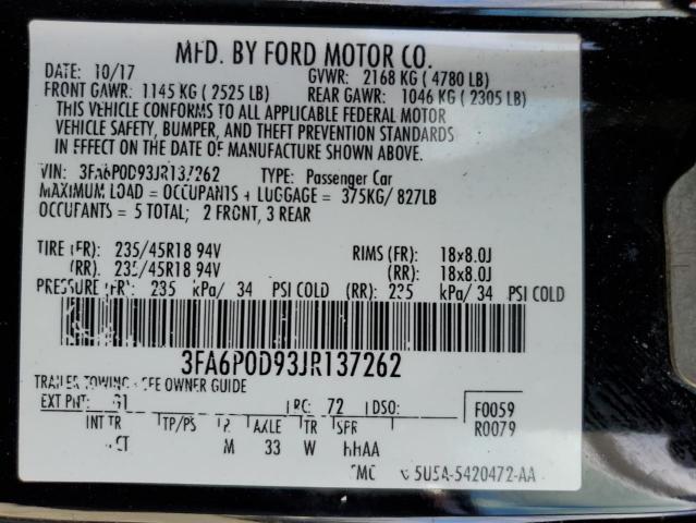 VIN 3FA6P0D93JR137262 2018 Ford Fusion, Titanium/Pl... no.12