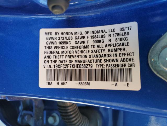 2017 HONDA CIVIC EX - 19XFC2F7XHE058279