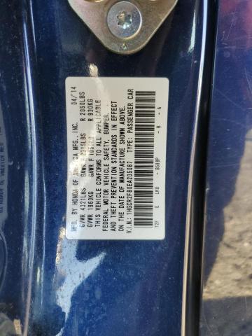 VIN 1HGCR2F80EA205087 2014 Honda Accord, Exl no.12