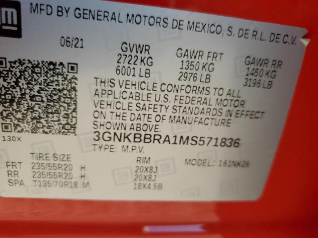 2021 CHEVROLET BLAZER 1LT - 3GNKBBRA1MS571836