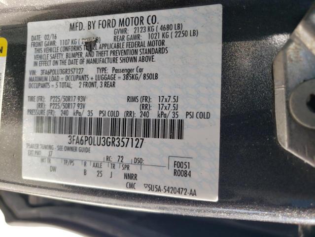 VIN 3FA6P0LU3GR357127 2016 Ford Fusion, Se Hybrid no.13