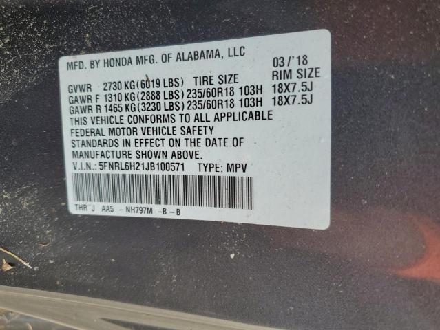 2018 HONDA ODYSSEY LX 5FNRL6H21JB100571