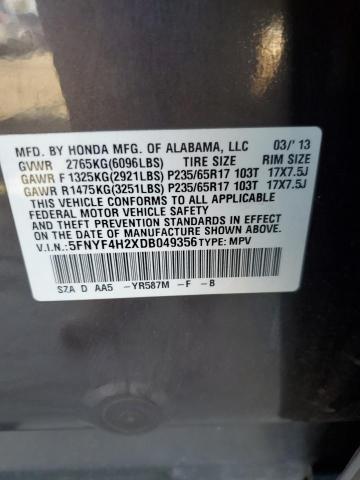 VIN 5FNYF4H2XDB049356 2013 Honda Pilot, LX no.13