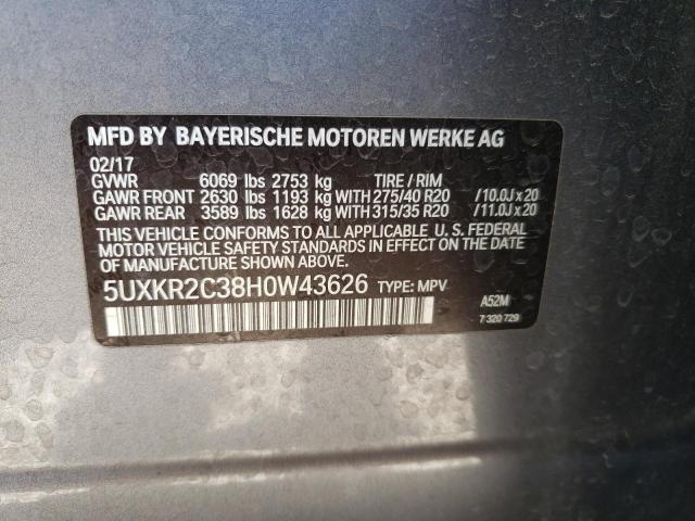 2017 BMW X5 SDRIVE3 5UXKR2C38H0W43626