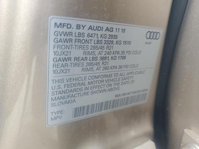 2019 AUDI Q8 PREMIUM - WA1BVAF15KD016264