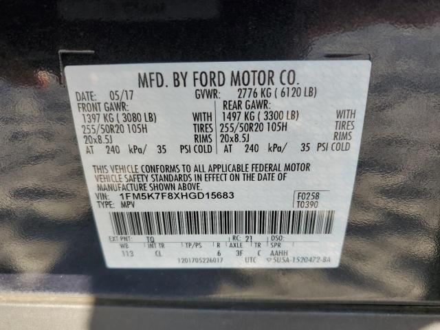 2017 FORD EXPLORER L - 1FM5K7F8XHGD15683