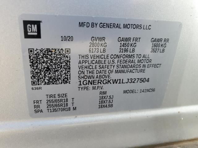2020 CHEVROLET TRAVERSE L - 1GNERGKW1LJ327504