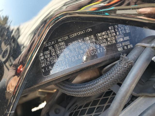2013 SUZUKI GSX-R1000 JS1GT78A4D2100473