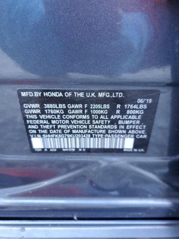 SHHFK8G79KU203428 2019 HONDA CIVIC