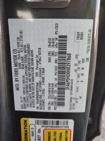 VIN 3FA6P0HD0HR397868 2017 Ford Fusion, SE no.12