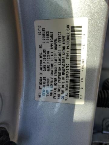 VIN 1HGCR2F32DA243780 2013 Honda Accord, LX no.12