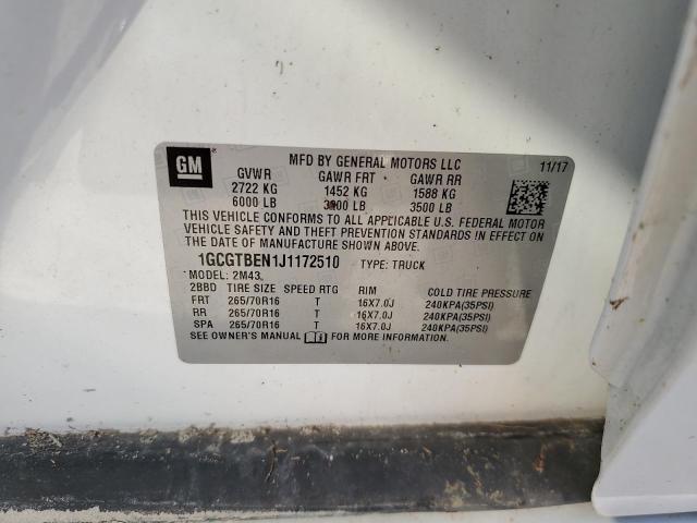 2018 CHEVROLET COLORADO - 1GCGTBEN1J1172510